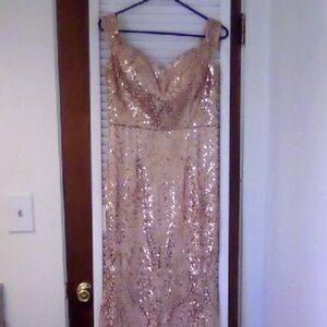 Copper Sequins Evening Gown